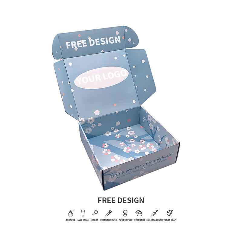 جعبه های بسته بندی لوازم آرایشی راه راه گلبرگ پس زمینه آبی