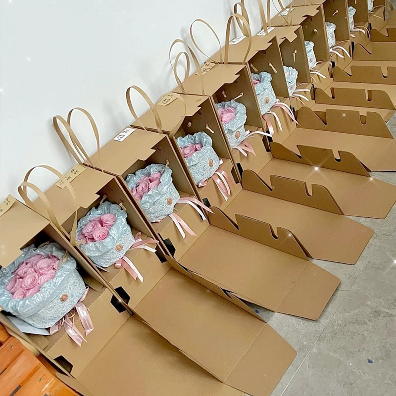 جعبه های هدیه گل راه راه قهوه ای یکنواخت